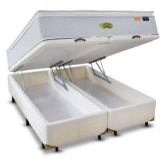 Conjunto Box Bau Casal King Californiano Cosmopolita Bege com Colchão 