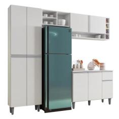 Cozinha Modulada Vanessa 230cm Paneleiro, Balcão com Tampo MDP e Aéreo