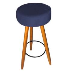 Kit 04 Banqueta Alta Flora Pés Palito em Madeira Caramelo  Bar Bistrô 