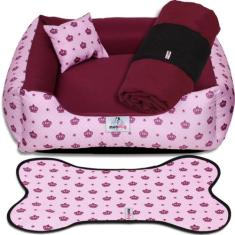 Caminha cama para cachorro kit 04 peças tamanho g lavável - CAZZA STOR