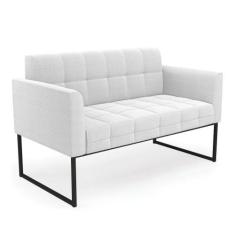 Sofá Namoradeira 2 Lugares Industrial Preto Elisa Bouclê Off White D03