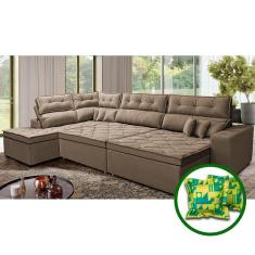 Sofá De Canto Retrátil E Reclinável Esquerdo 3,40x2,36m Molas Cama Inbox Espanha Velusoft Castor