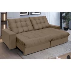 Sofá Retrátil E Reclinável 2,50m Suede Califórnia Marrom Castor - Sofá