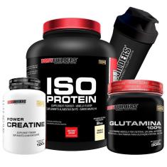 Whey Protein Iso Protein 2Kg + Creatina 100g + Glutamina 100% 300g + Coqueteleira - Bodybuilders-Unissex