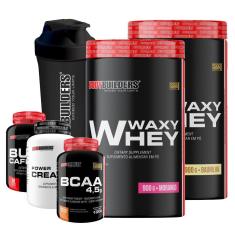 Kit 2x Whey Waxy Whey 900g + BCAA 100g + Creatina 100g + Cafeína 60 cáps + Coq - Bodybuilders-Unissex