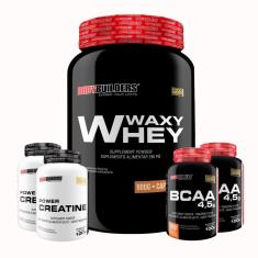 Kit Whey Protein Waxy Whey 900g + 2x BCAA 100g + 2x Creatina 100g - BB-Unissex