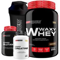 KIT Waxy Whey 900g + Creatina 100g + Glutamina 100g + Coqueteleira - Bodybuilders-Unissex