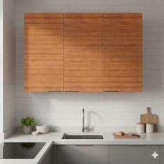 Armário de Cozinha Aéreo Bartira Cristal 3 Portas 3 Prateleiras MDP - 120cm de largura