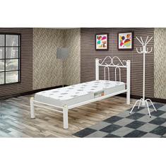 Cama Solteiro de Tubular Branca Marcheli
