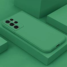 Capa de silicone líquido para Samsung Galaxy S22 S21 Ultra S20 S10 Plus FE A73 A72 A53 A52 A71 A51 A31 A33 A32 4G 5G capa de telefone, verde escuro, para Galaxy S21 Plus