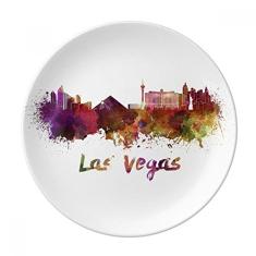 Prato de sobremesa em porcelana decorativa Las Vegas America City, 20 cm, jantar em casa