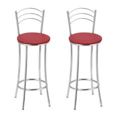 Kit 2 Banquetas Cromadas Bc26-b A107 Cromado/Vermelho