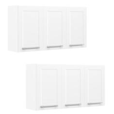 Conjunto 2 Armários de Cozinha Aéreos Itatiaia Aço 3 Portas Florença Branco Neve