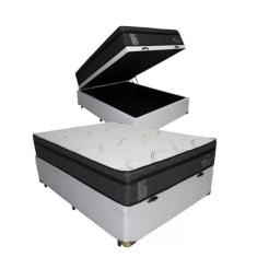 Cama Box Baú Casal Blindada + Colchão De Molas Ensacadas - Probel - Madrid 138x188x72