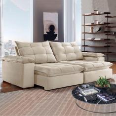 Sofá 5 Lugares Espanha Retrátil e Reclinável 290cm Bege Claro - Celflex