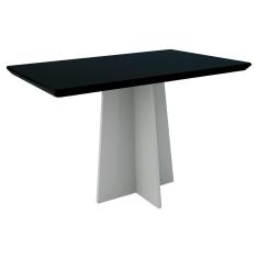 Mesa De Jantar Ana 1,35m 4 Lugares Off White Preto New Ceval