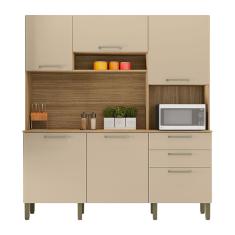 Armário de Cozinha Compacta 6 Portas e 2 Gavetas 180cm Dali Freijó/Vanilla - Pallazio