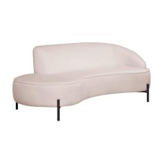 Sofá Curvo 3 Lugares 180cm Braço Esq. Thommy Pés Preto Linho Off White