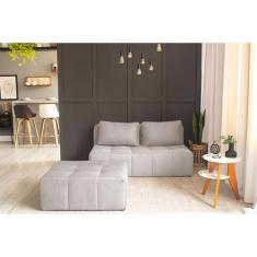 Sofá Modular 2 Lugares com Puff Soho Linho Cru - Mobly