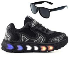 Tenis Infantil De Led Casual Jogger Meninos Escolar Basico + Oculos-Masculino