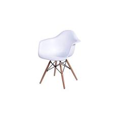 CADEIRA DKR PP COM BRACO BRANCA BASE MADEIRA