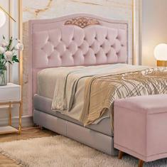 Cabeceira Cama Box Casal 140 cm Estofada Luxor Rose Holanda Plus Speci