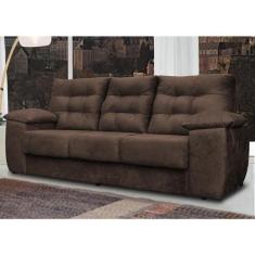 Sofá Luxemburgo 3 Lugares 2,02m Tecido Suede Café - CAMA INBOX REQ