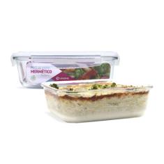 KIT 2 Potes de Vidro Retangular com Tampa Hermética 1520ml - U4home, B