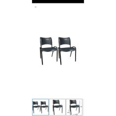 Kit 2 cadeiras prisma iso fixa desmontável empilhavel - recepção - sala de espera - cor preta