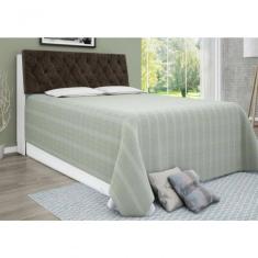 Cabeceira Box Casal Isis Branco Com Capitonê Marrom