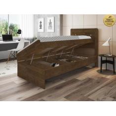 Cama solteiro com bau framar larissa mdf/mdp malbec
