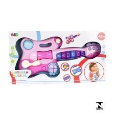 Brinquedo Guitarra Musical Infantil Com Luzes - BBR Toys (Rosa)