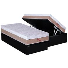 Cama Box Baú Solteiro: Colchão Anatômico Orthoflex Foggia Premier + Base CRC Suede Black (88x188)