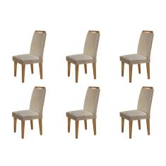 Conjunto com 6 Cadeiras Athenas Linho Turim e Imbuia