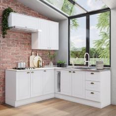 Cozinha Completa 6 Peças 8 Portas 3 Gavetas Emily Espresso Móveis Branco/Calcare