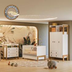 Quarto de Bebê Fantasia Completo Qmovi Branco Acetinado + Colchão Gazin