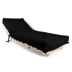 Sofa Cama Solteiro Futon Dobrável Preto