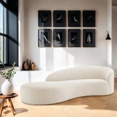 Divã Recamier Orgânico França 180cm Lado Esquerdo Bouclé - Amarena Mov