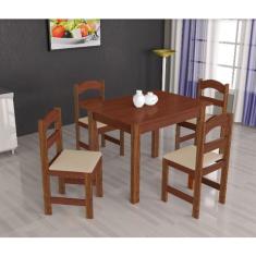 Mesa Arauna com 4 Cadeiras Primavera - Amendoa/Bege