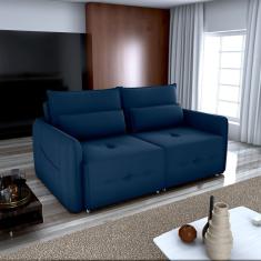 Sofá Cama 3 Lugares Celine para Sala de Estar Azul