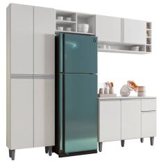 Cozinha Modulada Completa Vanessa 5 Peças 230cm Branco - Abmaza