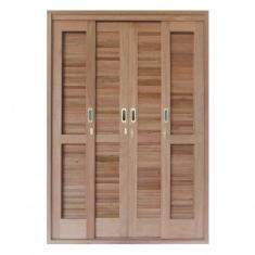 Porta Balcão de Correr Panorâmico 6 Folhas Cedro Arana 215cmx180cmx15cm Isabela Revestimentos Natural