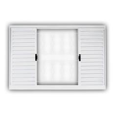 Janela Veneziana Aço 4 Folhas Com Grade Elo Mgm Minas Sul 100Cmx120Cm Branco