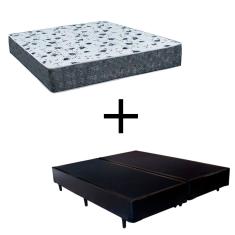 Cama Box Casal 138 Bipartido Tecido Preto Com Colchão Alegro D28 Cinza 57x138x188