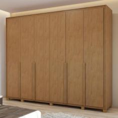 Guarda-roupa 6 Portas 6 Gavetas 100% Mdf Detroid com Pés Amêndoa Clean