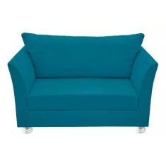 Namoradeira Lisboa 2 Lugares Salão Suede Azul Claro - Kibarato Móveis