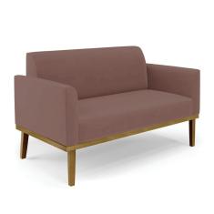 Sofá Namoradeira Base De Madeira Fixa Castanho Marisa Veludo Rosê D03 - D?rossi