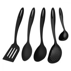 Jogo de Utensílios Tramontina Ability em Nylon Preto 05 Peças, Preto, 