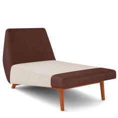 Sofá Chaise Longue Sala de Estar Living Parisi D02 Couríssimo Marrom B-38 Linho Cru D-461 - Lyam Decor