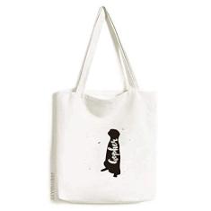 Bolsa de lona preta e branca com estampa de girafa, bolsa de compras casual